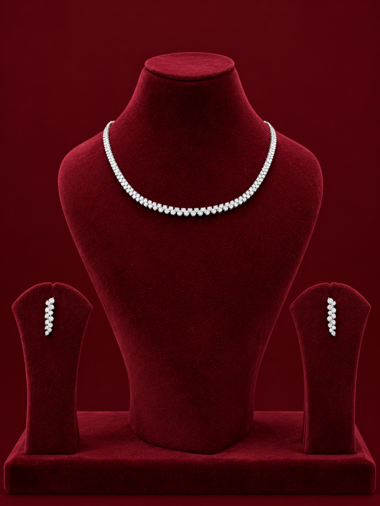 burgundy velvet diamond jewellery set