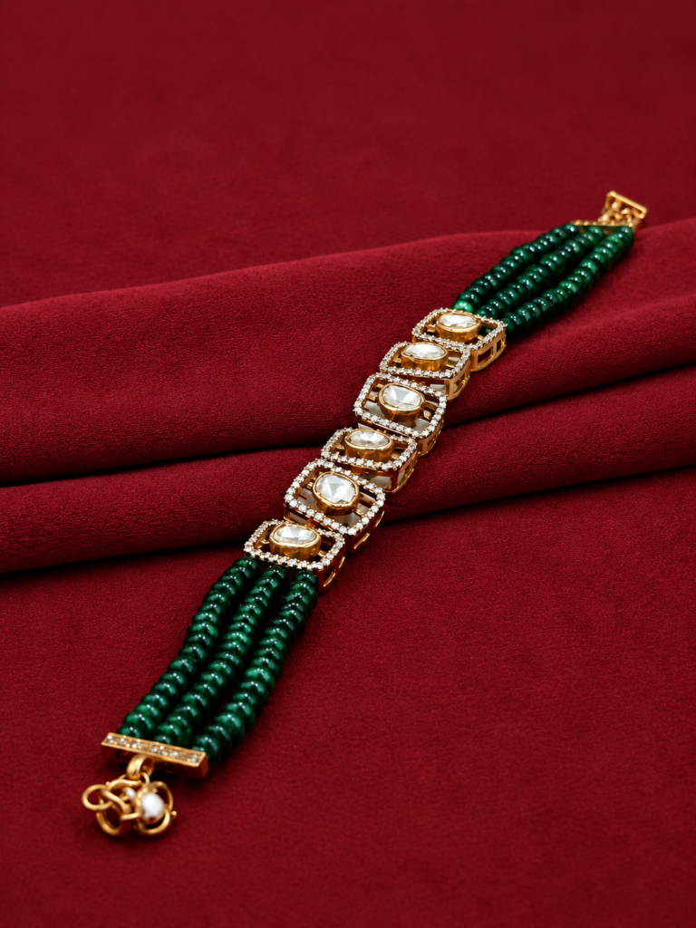 emerald bead and gold gemstone bracelet