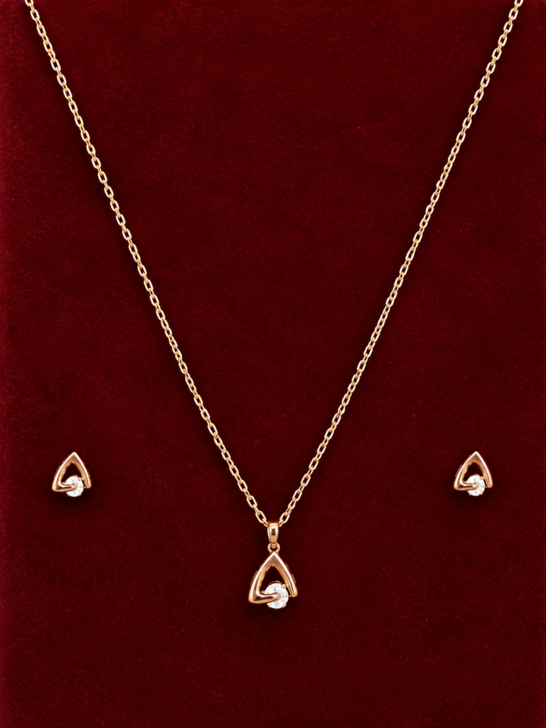 gold heart pendant jewellery set