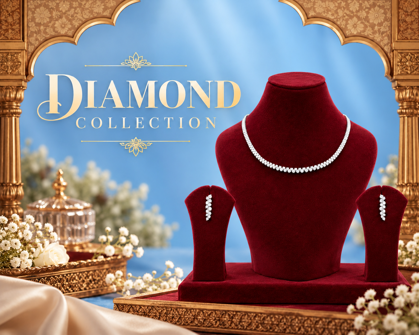 light blue diamond collection display