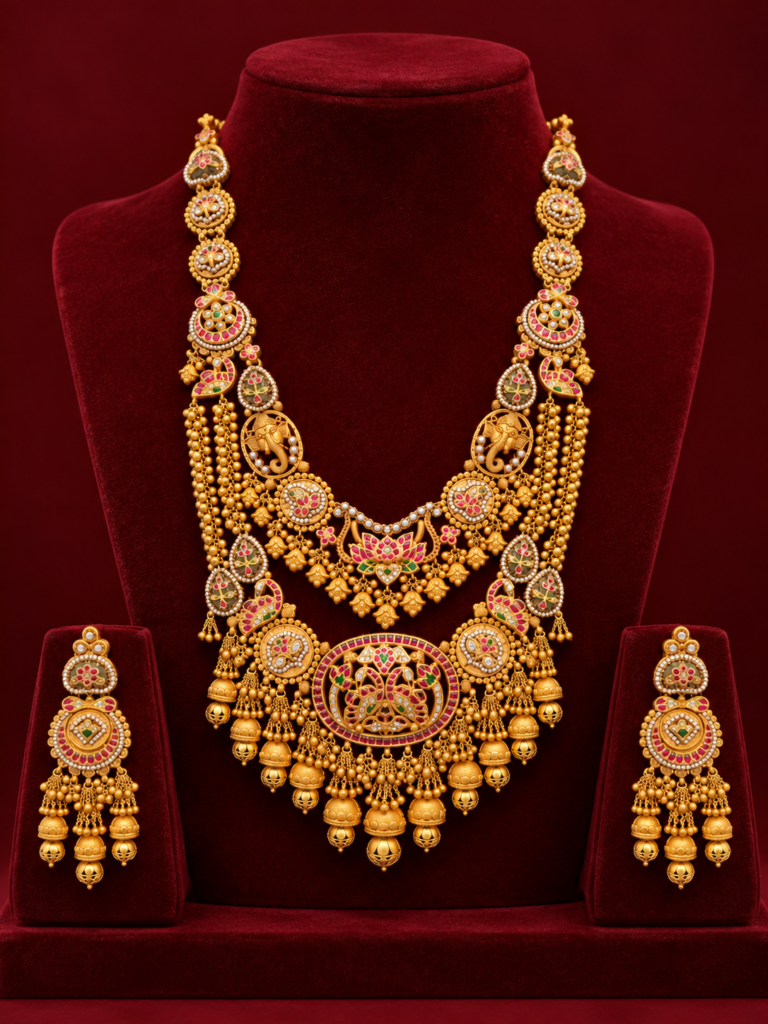 luxurious gold temple jewellery set