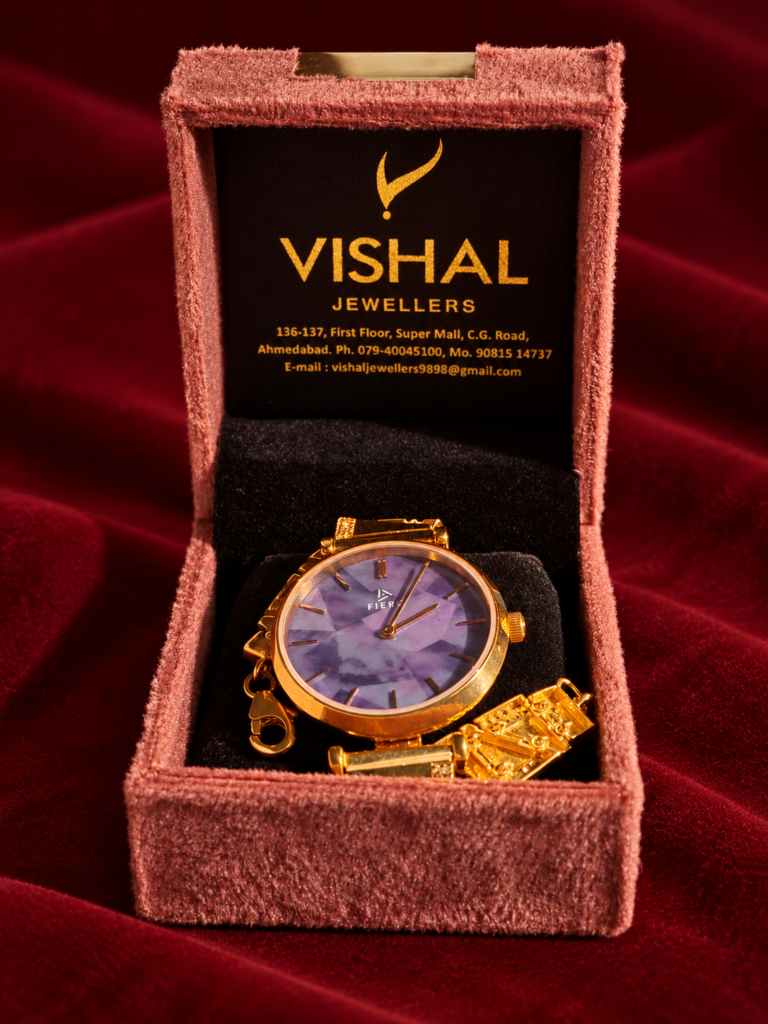 luxurious gold watch in velvet box