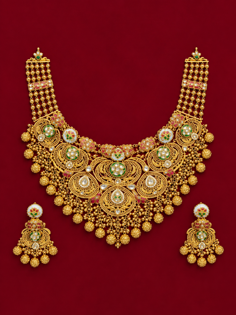 ornate gold indian bridal jewellery set