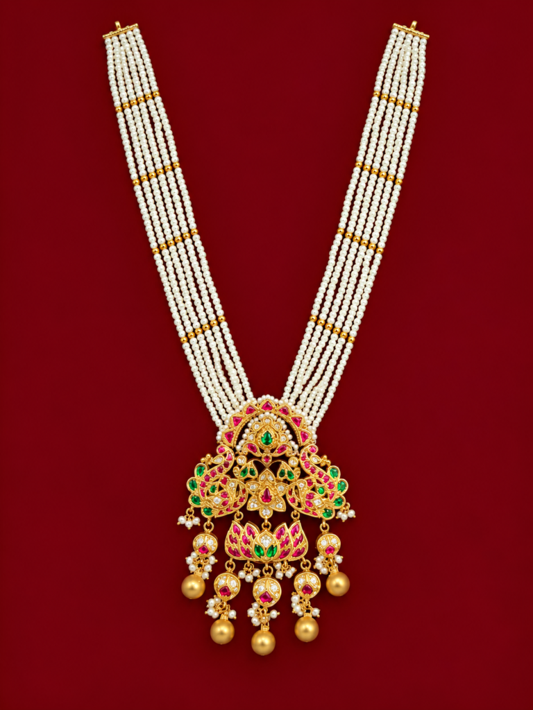 ornate gold pendant pearl necklace