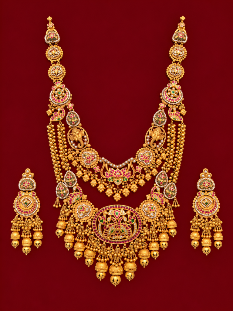 ornate south indian bridal gold jewellery set