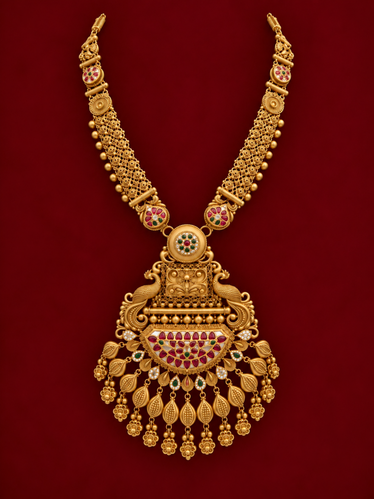 ornate south indian gold temple necklace (1)