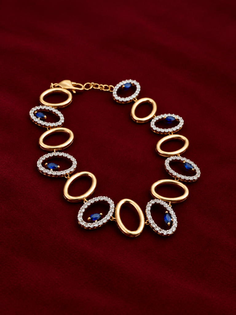 sapphire halo oval link bracelet